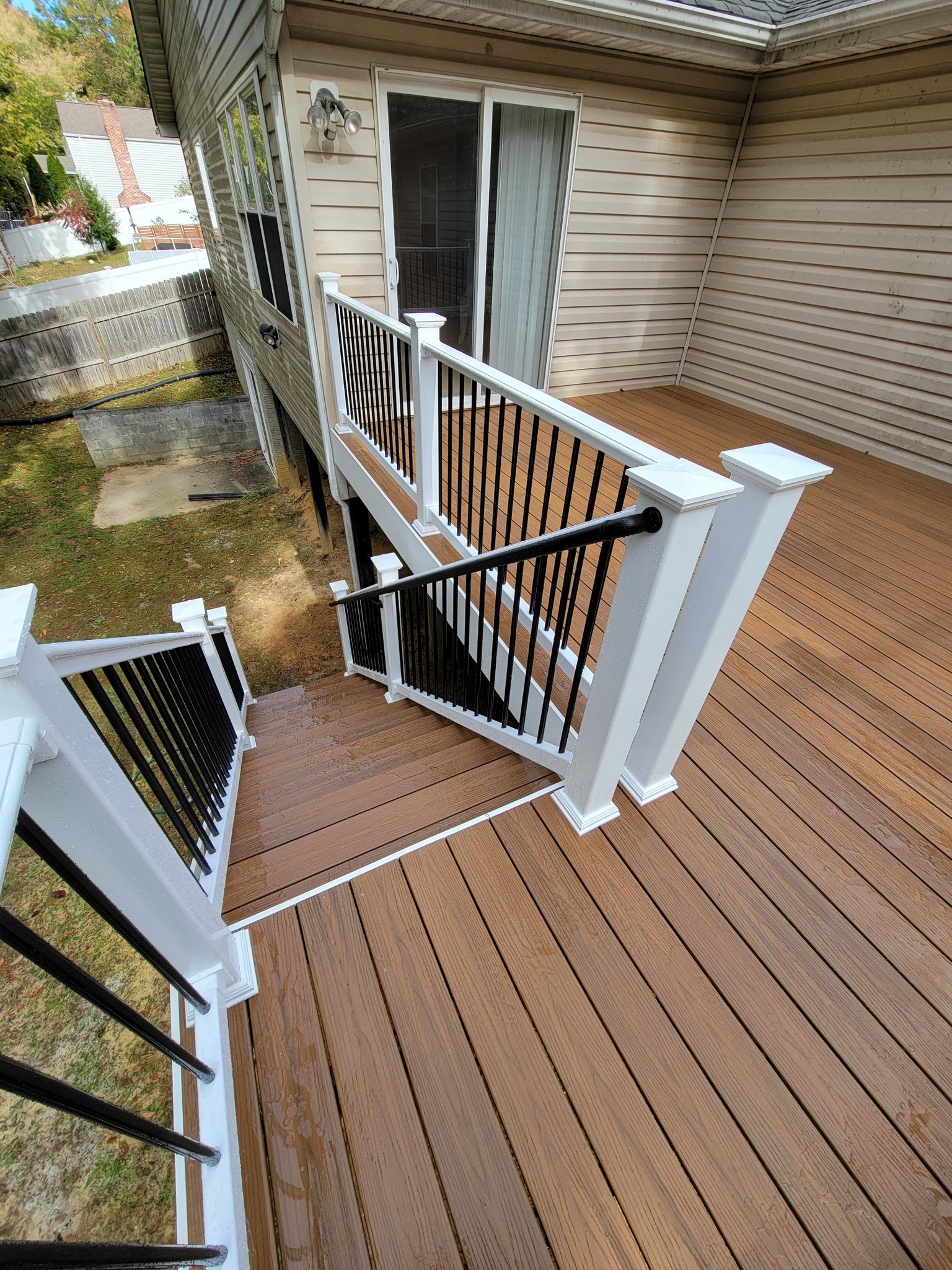 Deck renovation close-up displaying sturdy construction and detailed carpentry